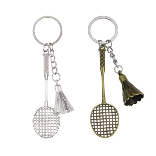 xuanhang 2 Pack Set Badminton Racket Keychain for Women Men,Badminton
