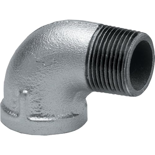 Tubo de hierro maleable codo de 90 grados de 1-1/4" Anvil con acabado galvanizado plata