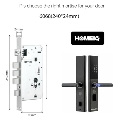 Image of Smart Fingerprint Door Lock with Handle, 5-in-1 Keyless Entry Door Lock, Fingerprint, Password, RFID Card, Mobile App & Mechanical Key, Smart Digital Lock for Wooden Doors, Black