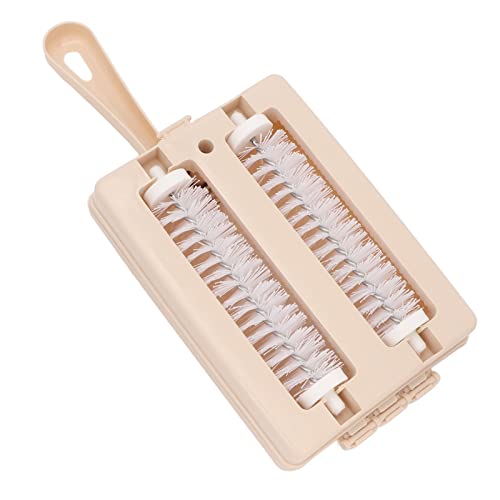 Image of Cleaning Brush, Hand Broom Counter Duster Dusting Brush Double Roller Short Handle Dust Cleanings Brush Manual Sweeping Brush Handheld Removable Carpet Debris Brush For Bed Clothes Desktop Carpet Sofa