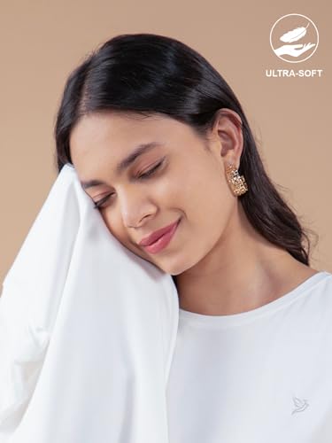 Image of TWIN BIRDS Women's Cotton Elastane T-Shirt | Stretchable Lightweight Casual Round Neck Solid Plain Tee | Soft Breathable Fabric Top | Short Sleeve Everyday Wear