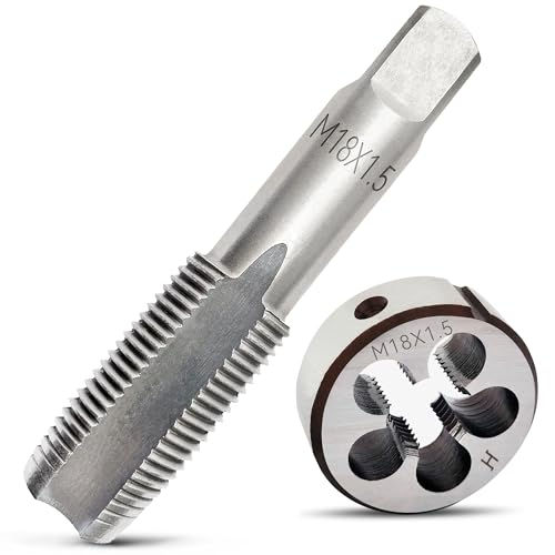 Image of M18X1.5 Tap and Die Set, Metric Right Hand M18 x 1.5 Tap Die Set, M18x1.5mm High-Speed Steel Thread Milling Tap and Die Suitable for Various Metals