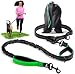 SparklyPets Hands-Free Dog Leash for Medium and Large Dogs - Professional Harness with Reflective Stitches for Training, Walking, Jogging and Running Your Pet (Blue) (Green)
