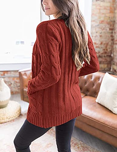 Cardigan Sweaters for Women Long Sleeve Open Front Button Cable Knit Pockets Cardigans2