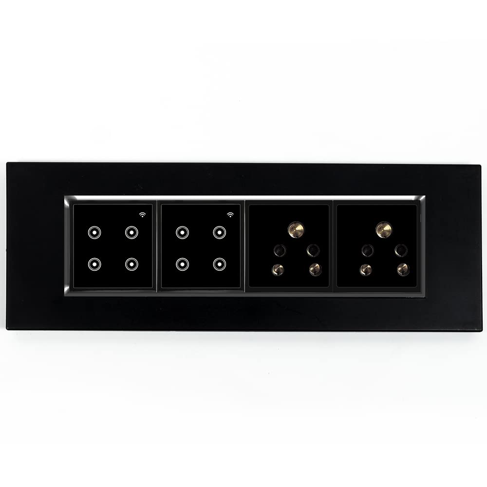 L&G 8 Modular Smart Switch Board | 6 Smart Switch Control, 2 Socket | WiFi Smart Switch |(Compatible with Alexa, Compatible With OK Google & SIRI Shortcut) (Size: 8M Horizontal- 262 x 90 x 45 mm)