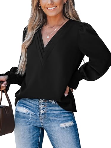 Haut col en V CUPSHE à manches bouffantes idéal pour vos sorties d'automne