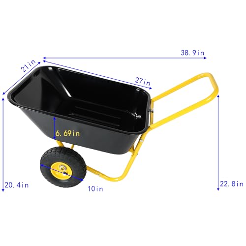 Carrito de Jardín Resistente de Dos Ruedas con Gran Capacidad y Neumáticos para Manejo Eficiente al Aire Libre miniatura 3