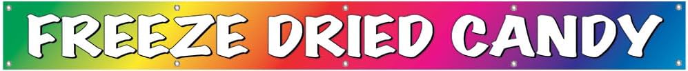 4LessCo 1x10 Feet FREEZE DRIED CANDY Vinyl Banner Treats Sign with Metal Grommets