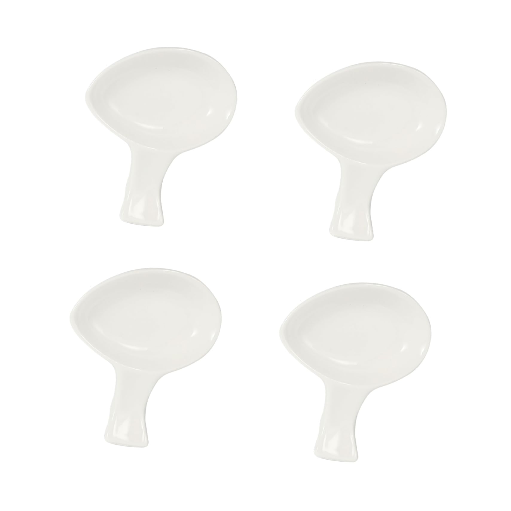 BIUDECO 4pcs Ceramic Chopstick Rest Portion Cups Small Condiment Bowls Chip Chopsticks Sauce Spoon Rest Prep Bowl Small Dipping Bowls Porcelain Dipping Dish Japandi Decor Ceramics White