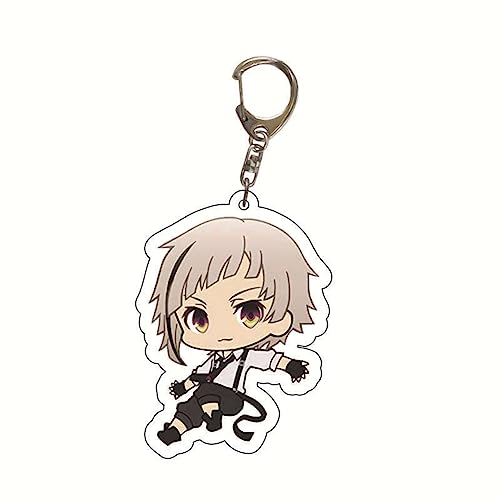 Bungo Stray Dogs Keychain 8pcs Set Anime Nakahara Chuuya/Dazai Osamu/Nakajima Atushi Figures Cartoon Key Ring Pendant Decoration
