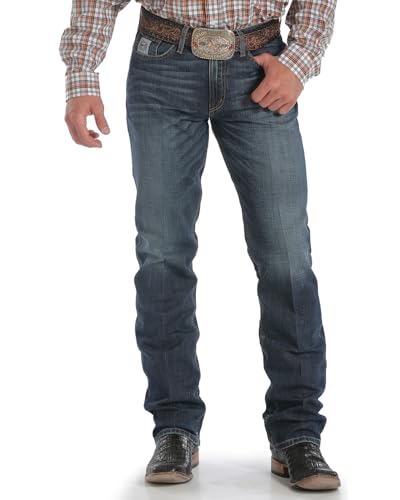 Cinch Men's Silver Label Dark Wash Mid Rise Slim Straight Performance Jeans Dark Stone 33W x 36L2