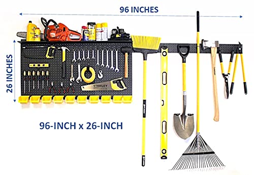 WallPeg Pegboard Wall Organizer 96- inch Garage Pegboard Panel Organizer PK 139 B Utility Tool Storage Kit with Tool Board Peg Hooks Accessories, Wall Mounted Storage Bins - Thumbnail 2