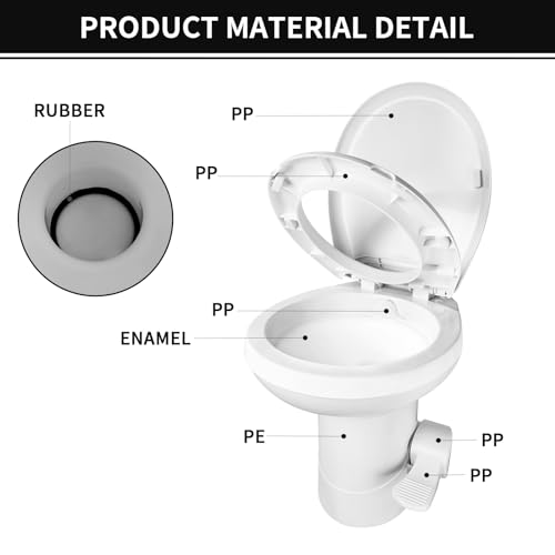 Murealy Upgraded Rv Toilet - Enamel Pedal Flush With Flang T-Type Water Outlets thumb #1