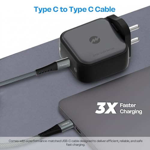 Image of MOZEN by Amkette 67W GaN3 Fast Charger with USB-C Charging | PD & QC Charging | Laptop & Smartphone Fast-Charging | Detachable Travel Plug | Intelligent Power Split & Multi-Layer Safety