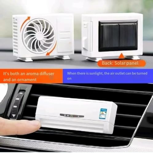 Image of YOURKARTS.COM Mini AC Shape Car Air Freshener with Solar Fan, Car Perfume Diffuser for Dashboard & AC Vent, Stylish Car Interior Decoration