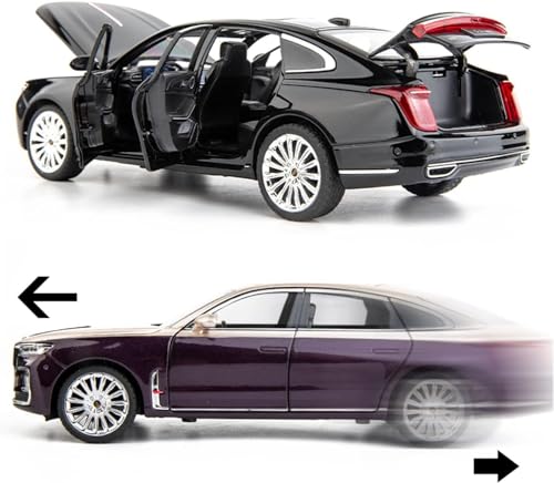 Image of HONGQI RED Flag H9 1:24 Diecast Scale Model Metal Pull Back Toy car for Kids with Openable Doors & Light, Music Toy Vehicle for Kids - Colors as Per Stock(Design-62)