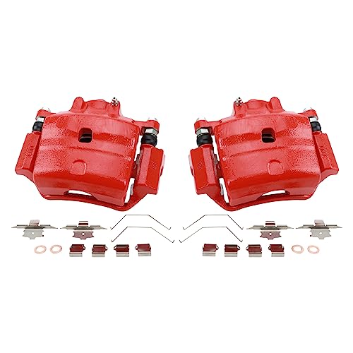 Image of TRQ Performance Front Driver and Passenger Side Brake Caliper Set Caliper Brackets Compatible with 06-12 Ford Fusion 07-12 Lincoln MKZ 06 Lincoln Zephyr 06-11 Mercury Milan 06-13 Mazda 6
