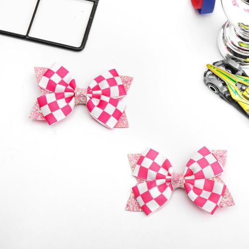 Pinzas para cabello con lazo a cuadros rosa, 2 unidades miniatura 6