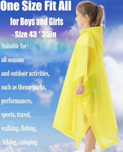 Image of Rain Poncho for Kids(2 Pack) Waterproof Reusable EVA Raincoat One Size Rain Jackets for Children,Boys and Girls