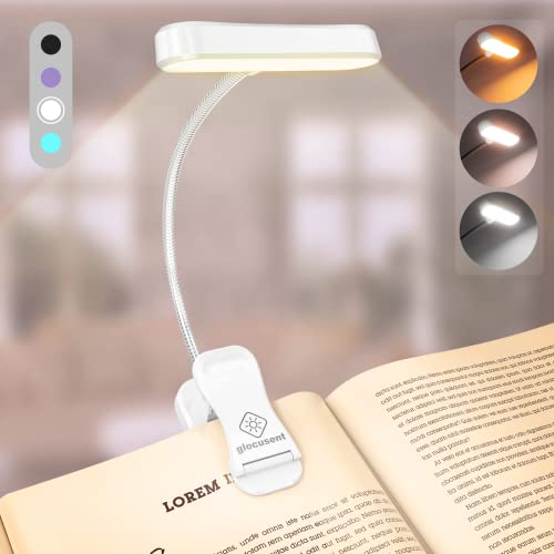 Glocusent Horizontal ET-Cabezal Luz para Leer Libros en la Cama, Cuidado de los Ojos, CRI 95, 3...