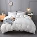 M&Meagle 3 Pieces White Duvet Cover Textured Set with Zipper Closure,100% Washed Microfiber Seersucker Fabric,Luxury Hotel Quality Bedding-Queen Size(1 Duvet Cover 2 Pillowcases)