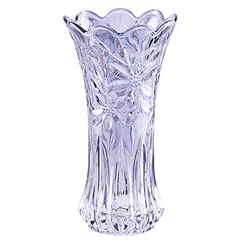Verdickt Kristallglas Blumenvasen Desktop-center-vase Für Abendessen Wohnzimmer,Klar Glasvase,Europäisch Kristallvasen Dekorative Blumenvase-Klar groß 14x29cm(6x11inch) Cover