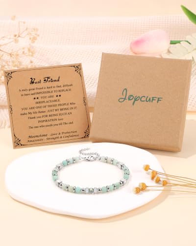 Image of JoycuFF ๐๐ถ๐ณ๐๐ ๐ณ๐ผ๐ฟ ๐ช๐ผ๐บ๐ฒ๐ป ๐ ๐ผ๐ผ๐ป๐๐๐ผ๐ป๐ฒ ๐๐ฟ๐ฎ๐ฐ๐ฒ๐น๐ฒ๐ Amazonite Colorful Imperial Jasper Stainless Steel Beads Bracelets, Graduation Christmas Valentines Mothers Day Birthday Gifts