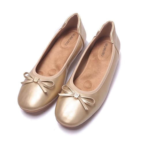 Image of Women's Comfortable Round Toe Bow Ballet Flats Shoes