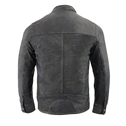 Milwaukee Leather SFM1830 Men's 'Cafe Racer' Triple Stitch Black and Grey Leather Jacket2