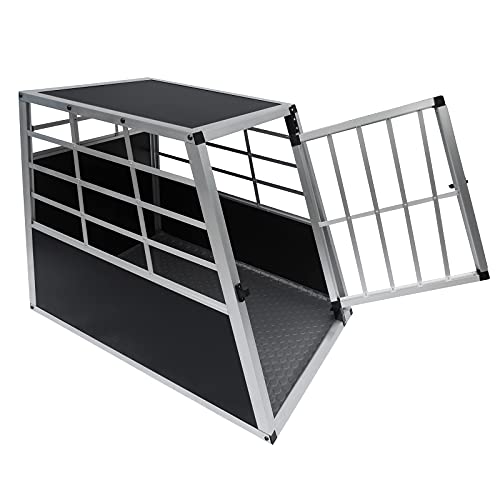 Auto Hundetransportbox große Einzelbox Hundebox Transportbox Gitterbox Fahrzeugbox Kofferraumbox Katzen Hunde Aluminium Trapez