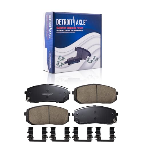 Image of Detroit Axle - Front Brake Pads for Hyundai 21-23 Elantra Kia K5, 20-23 Sonata, 2020 2021 2022 2023 Ceramic Brake Pads with Hardware Replacement