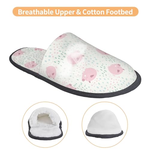Cute Pigs Print House Slippers For Women And Men,Soft Slippers With Memory Foam,Non-Slip Indoor Home Shoes3