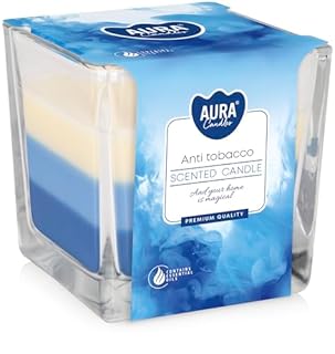 Bispol Belle bougie 3 couleurs en verre, 10 parfums, 32 heures de combustion (anti tabac)