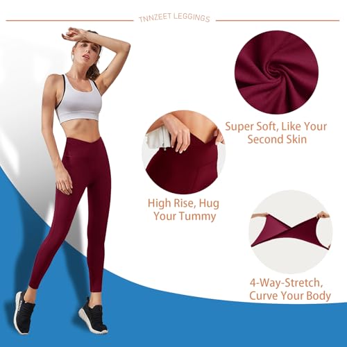 High Waisted Leggings for Women - No See Through Tummy Control Cycling Workout Yoga Pants with Pockets Reg & Plus