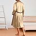 Mens Silk Satin Kimono Robe Set, Soft Comfy Long Sleeve Lace-Up Bathrobe Pajama with Shorts Beige