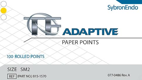 Kerr Dental 8151570 TF Adaptive Paper Points Small Yellow SM2 100/Pk