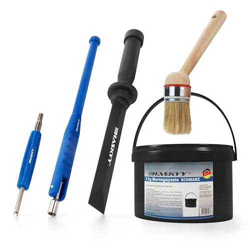 5kg Graisse de Montage pour Pneus Montagewax Noir + Tournevis de Vanne + Extracteur de Soupape Levier de Vanne