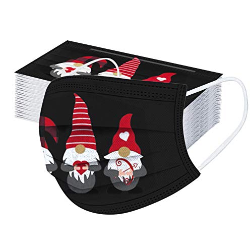 ZQP 50PCS Valentine Theme Printed Disposable_Face Bandanas for Adult,3-ply Face Decoration Covering for Outdoor,Comfortable