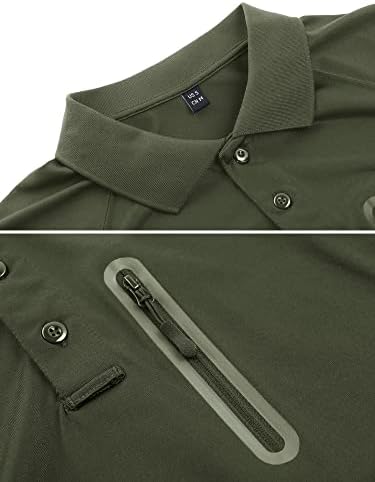 MAGCOMSEN Long Sleeve Polo Shirts for Men Quick Dry Lightweight Button Down T-Shirt Casual Gofl Work Tops with Zip Pocket