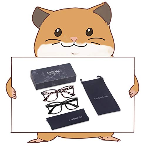 Image of KUGUAOK 2 PACK Kids Blue Light Blocking Glasses, Boys Girls Computer Gaming TV Glasses, Lightweight Eyeglasses Frame (Age 4 to 12)
