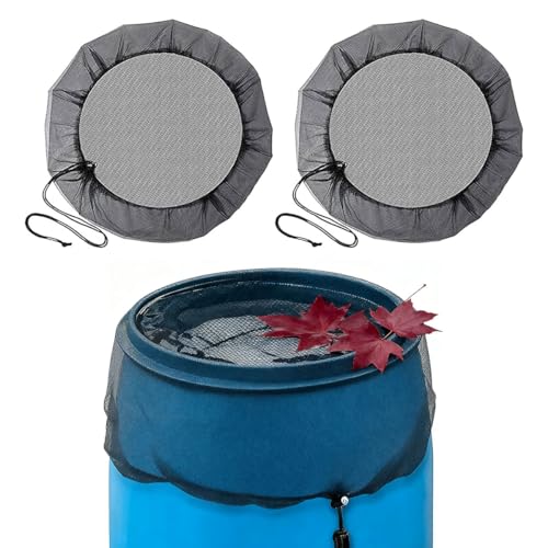 Regentonnen Netz 2 Stück Regentonnennetz mit Zugkordel 56cm Regentonne Schutznetz verstellbares Regentonnennetz vor Laub und Mücken