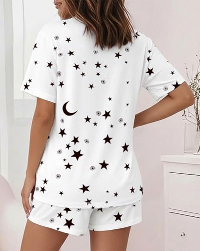 Image of CHICME Pajamas Set for Women 2 Piece Pjs Lounge Set Soft Short Sleeve Tops and Sleep Shorts with Pocket