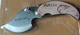 Alaska Simulated Scrimshaw Salmon Fish Handle Pocket Ulu Knife