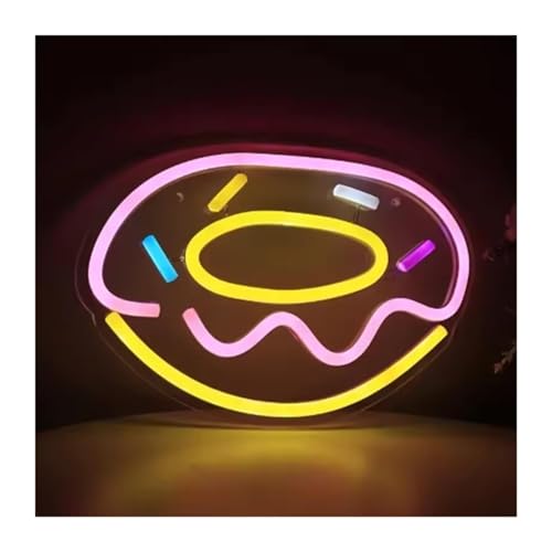 Décoration de fête avec enseigne lumineuse néon donut pour buffet d'anniversaire