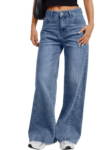 Trendy Queen Women's Wide Leg Jeans Casual Stretchy Baggy Denim Pants 2026 | Mid-Rise Waist Relaxed Loose Fit Straight Leg Daily Outings Work Travel Fall Winter Clothes - image 1