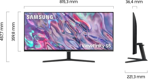 Samsung ViewFinity S50C Monitor S34C500GAU, 34 Zoll, VA-Panel, Ultra WQHD Auflösung, Eco Saving Plus, AMD Freesync, HDR10, 5 ms Reaktionszeit, Bildwiederholrate 100 Hz, Schwarz