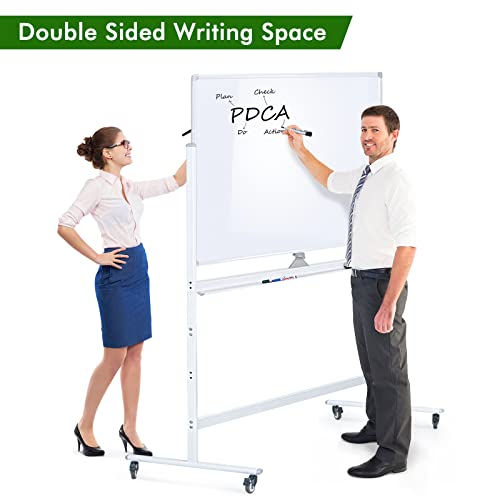 Large Mobile Whiteboard Height Adjustable, Maxtek 48 X 36 Inches Rolling White Board Magnetic Whiteboard With Stand Double-Sided Dry Erase Board On Wheels For Home Home Office & Classroom #TOP2