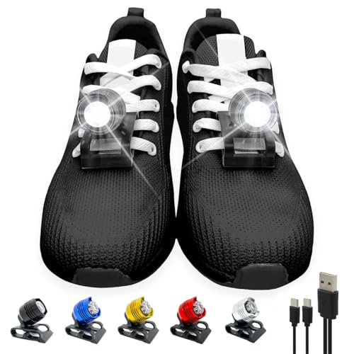Running lights for runners,Lights for walking at night,IPX5 Running shoe lights waterproof,Shoe light,2Pcs Shoe headlights Used for Dog Walking, Walking Tours Camping, Suitable for Adults Kids(Black)