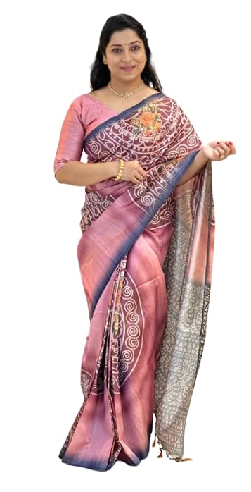 ziblon FASHION Soft Zari Tussar Silk sarees with Beutiful Print With Attractive Zari Line Saree And Print Blouse-picture-49