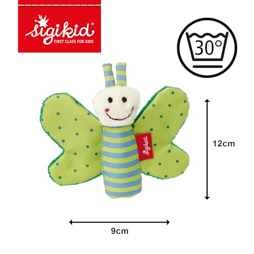 sigikid Rassel & Greiflinge Babyspielzeug Knistertuch Baby-Rassel Plüsch-Schmetterling - Geschenk für Babys ab 3 Monaten, waschbar bei 30 °C